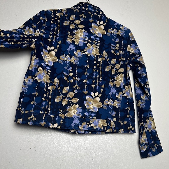 Baxter & Wells Jacket Blue Floral Boho Print Front Button Collared Lightweight - Picture 7 of 17